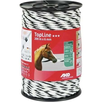 AKO Weidezaun Páska elektrická lanová 200m, 6mm, 6x0,25 černo-bílá 449593D