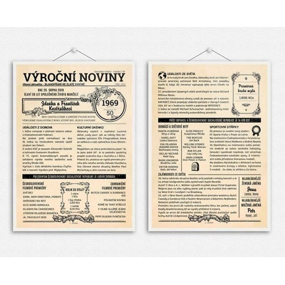 Noviny k výročí svatby 1969 - dvoustranné