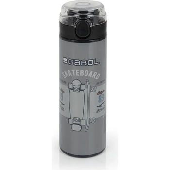 Gabol Бутилка за вода Gabol стоманена Trick - 600 мл. - Сива с принт