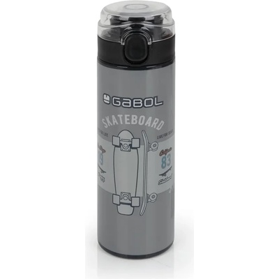 Gabol Бутилка за вода Gabol стоманена Trick - 600 мл. - Сива с принт