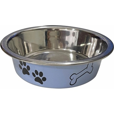 Anipro Paws No Slip - Метална купа за храна и вода за кучета с неплъзгащо се дъно, синя 21 см, 1.6 литра