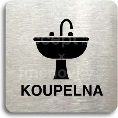 ACCEPT Piktogram koupelna - stříbrná tabulka - černý tisk bez rámečku