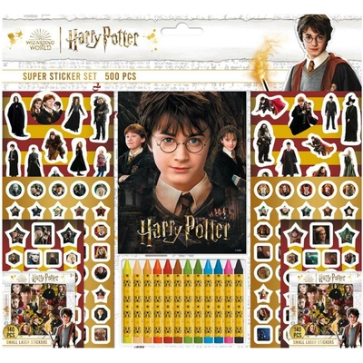 Samolepkový set s voskovkami 500 ks Harry Potter
