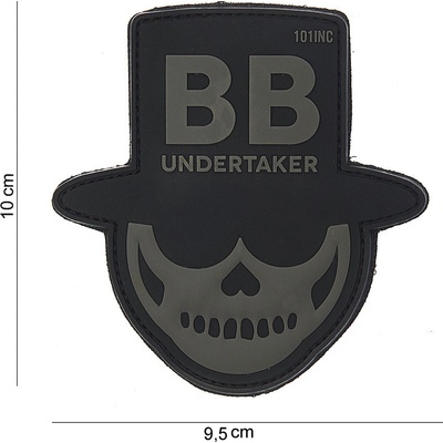 Gumová nášivka 101 Inc nápis BB Undertaker - sivá