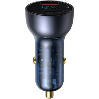 Image 1 of Baseus Зарядно за кола Baseus USB / USB Type C, 65W, 5A, SCP Quick Charge 4.0+ Power Delivery 3.0 LCD display, Черен (CCKX-C0G)