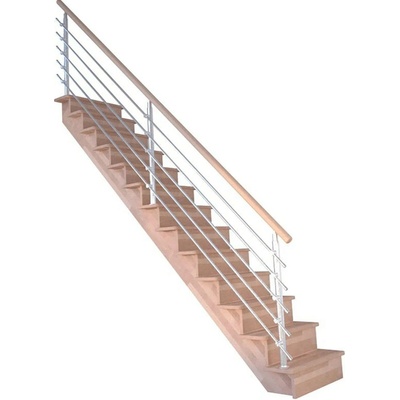StarWood Schody Lindos bukové rovné 100cm uzavřené design. nerez. zábradlí