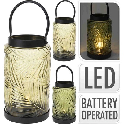 ProGarden Lucerna stojící s LED žárovkou skleněná 26 cm zelená