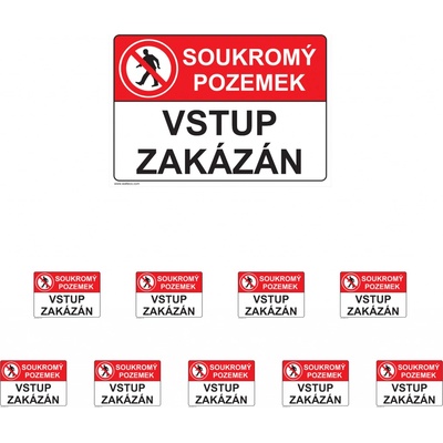 Walteco Soukromý pozemek, vstup zakázán 210x148mm, formát A5, plastová tabulka Množství: 10 ks , 20119BP2