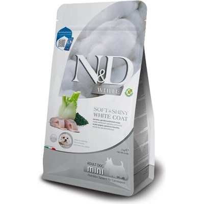 N&D N&D White Dog Adult Mini Sea Bass, Spirulina & Fennel за кучета с бяла козина от мини породи с лаврак, спирулина и фенел