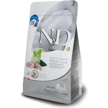 N&D N&D White Dog Adult Mini Sea Bass, Spirulina & Fennel за кучета с бяла козина от мини породи с лаврак, спирулина и фенел