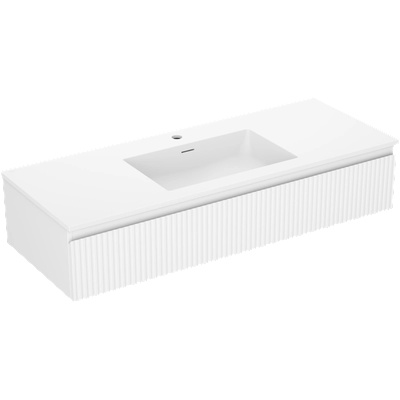 Mexen Rivel шкаф за баня 120 см с мивка Otis, 1 чекмедже, набразден, бял мат (91A20-12023-1-BF01-W18M01)