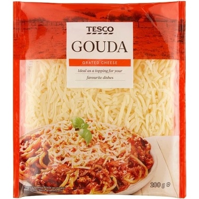 Tesco Gouda polotvrdý zrající plnotučný sýr strouhaný 200 g
