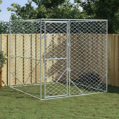 vidaXL Vonkajšia búda pre psov strieborná 200 x 200 x 200 cm