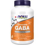 NOW GABA Chewable | with Taurine, Inositol & Theanine [90 Дъвчащи таблетки] Портокал