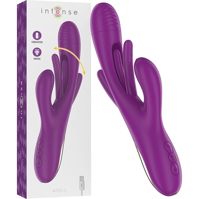 Intense Apolo Rechargeable Multifunction Vibrator 7 Vibrations with Swinging Motion Purple