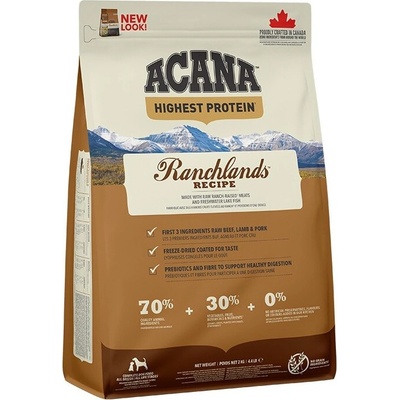 ACANA ACANA Highest Protein Ranchlands Dogхрана за кучета, с високо съдържание на протеин, суха, 2 кг