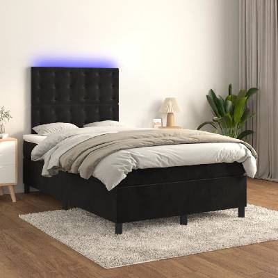 vidaXL 3136353 Boxspring postel s matrací a LED samet / barva Černá