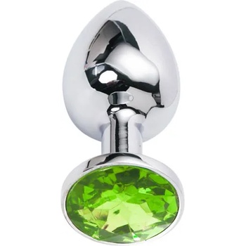 Image 1 of X Fun Метално дилдо Butt Plug "SILVER CRYSTAL LIME" 9 см. Размер-L