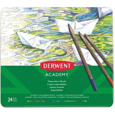 Derwent Academy sada 24 akvarelových barevných tužek v kovové krabičce 2301942
