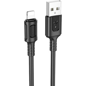 BOROFONE Кабел за данни / зареждане - Borofone (BX111 Feliz Series) - USB към Lightning, PVC, Universal 60W, 2.4A, 1m - Черен