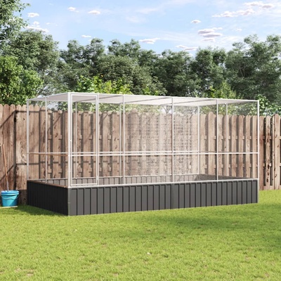 vidaXL Птичарник с удължител, сребрист, 418x207x212 см, стомана (3214272)