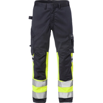 Fristads výstražné strečové nohavice Flamestat 2162 ATHF výstražná žltá Námornícka modrá