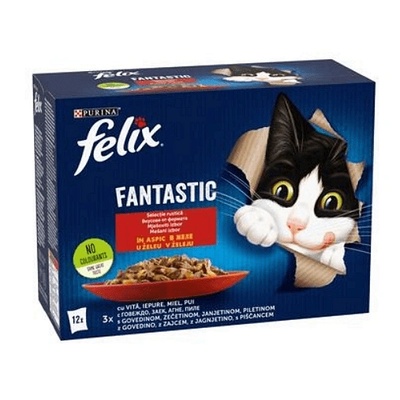 Purina Felix Fantastic Multipack Chicken & Beef - паучове с пилешко и говеждо месо - 12 x 85 г
