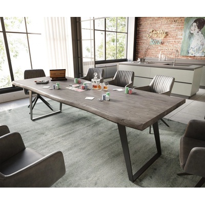 DELIFE Jídelní stůl Edge 260x100 cm XL akácie platina