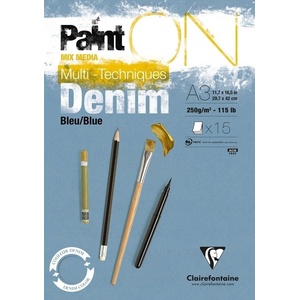 Clairefontaine Paint'On Pad Denim Blue Glued Скицник 15 A3 250 g (975702C)
