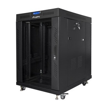 Lanberg Комуникационен шкаф Lanberg rack cabinet 19" free-standing 15U/800x1000 (flat pack) with glass door lcd black v2 (FF01-8015-12BL)