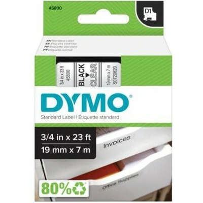 páska do štítkovača DYMO D1 45800 Farba pásky: priehľadná Farba písma:čierna 19 mm 7 m