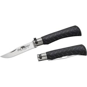  Antonini oldbear 9307/21_nhk / Джобно ножче с острие от неръждаема стомана и черна ламинирана дървена дръжка - черно 90 мм (aec0095)