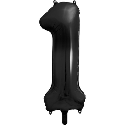 PartyDeco Fóliový balónek číslo 1 ČERNÝ 86 cm