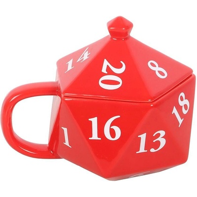 Jones Home & Gift Чаша с капак D20 Gaming Dice Shaped Mug, 500 ml