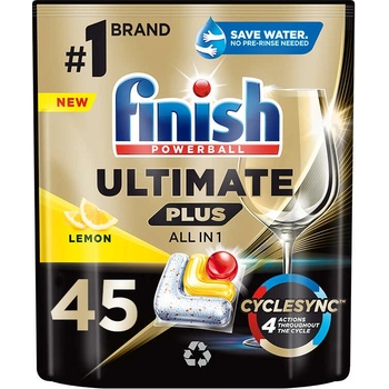 Finish Ultimate Plus All in 1 Lemon Капсули за съдомиялна машина 45 бр. + Подаръчен пробен продукт (5908252010998)
