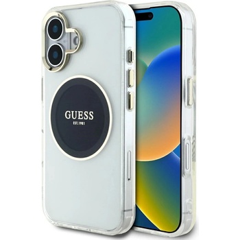 GUESS Калъф Guess IML Metal Colored Circle Classic Logo MagSafe за iPhone 16 - черен