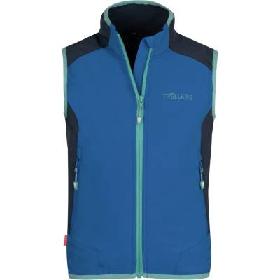 TROLLKIDS Детски софтшел елек Trollkids Kid's Balestrand Vest Windproof vest - Cobalt Blue / Dark Navy / Dusky Turquoise - размер 110 (EU) (753-0000-0114)