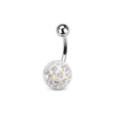 S4U Piercing do pupíku s kamínky Crystals From Swarovski AB (1,6 x 10 mm) BS01015AB-10