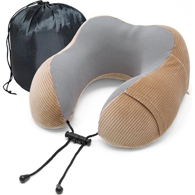 Kufreplus Cestovný vankúš s pamäťovou penou TPMF15 hnedý 26x26