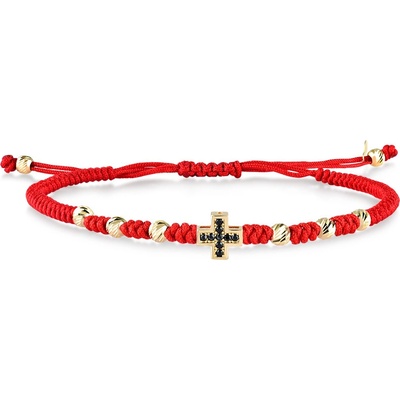 Lillian Vassago Textilní náramek s řeckým křížkem a zlatými komponenty LLV07-GB021