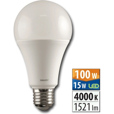McLED LED žárovka 14W 1600lm 4000K Denní bílá 180° E27