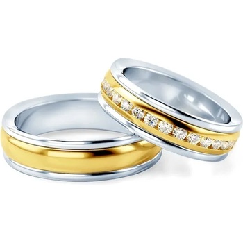 Image 1 of SAVICKI Сватбени халки: двуцветно злато, вдлъбнати. 6 мм