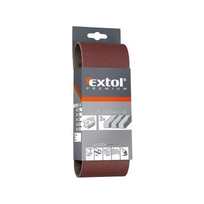 Pás brusný pro pásovou brusku, EXTOL PREMIUM 3 ks, 75 x 533 mm, P80, balení 1 bal