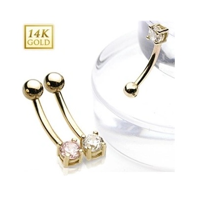Šperky4U zlatý piercing do obočí zirkon ZL01109C-YG