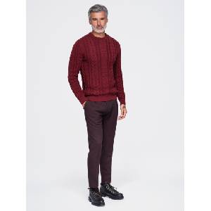 Ombre Clothing Елегантен мъжки пуловер с плетка мотив - винен V6 OM-SWSW-0173 Ombre Clothing Ombre Clothing | Cherven | МЪЖЕ | S