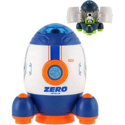 Teddies Raketoplán/raketa plast 9x11cm s kosmonautem s vozítkem na setrvačník 2 barvy (1 ks)