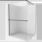 Mexen Kioto+ душ стена с рафт Walk-in 80 x 200 см, ивици, черна - 800-080-121-70-09 (800-080-121-70-09)
