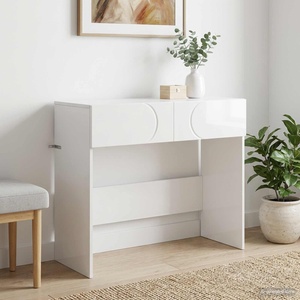 vidaXL Конзолна маса Бял гланц 96, 5 x 38 x 75 см Инженерно дърво (8011643)