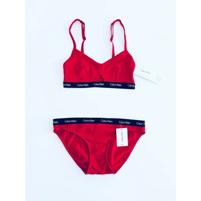 Calvin Klein Crew Royal Red stylová podprsenka Bralette a kalhotky Bikini set 2 ks