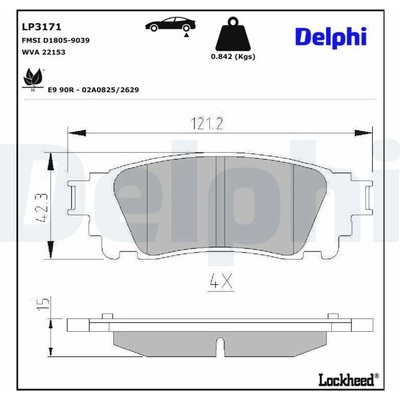 Sada brzdových platničiek kotúčovej brzdy DELPHI LP3171